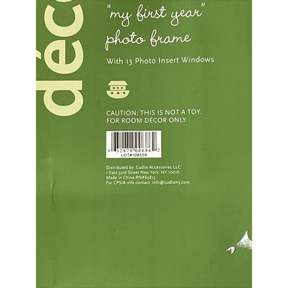 Cudlie! Childs First Year Photo Frame Boy Noahs Ark 13 Photo Insert Windows - Picture 13 of 13